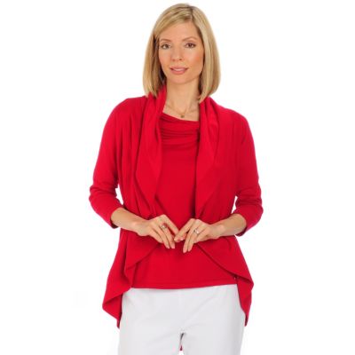 A18892 - Adrienne Vittadini 3/4 Sleeve Cascade Cardigan Sweater