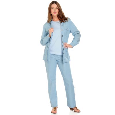 A18910 - OSO Casuals Chambray Jacket, Pants & Cotton-Blend Tee Three-Piece Set