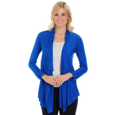 A18943 - Adrienne Vittadini Jersey Rib Trim Cascade Cardigan