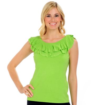 A18945 - Adrienne Vittadini Asymmetrical Ruffle Trim Top
