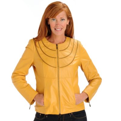 A18967 - Pamela McCoy Zipper & Stud Embellished Leather Motocross Jacket 