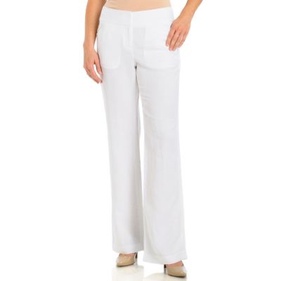 A19006 - Adrienne Vittadini Wide Waistband Linen-Blend Pants