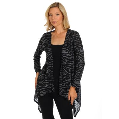 A19020 - aDRESSing WOMAN "Schmata" Animal Print Drape Front Knit Cardigan