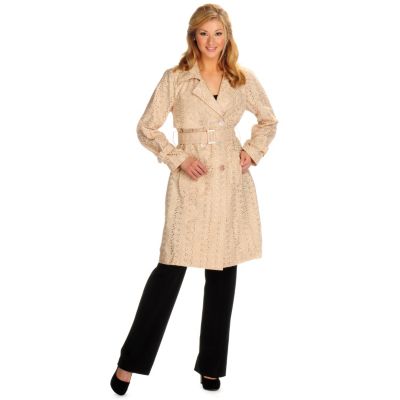 VICTOR by Victor Costa Cotton Eyelet Trench Coat