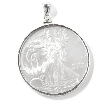 Sterling Silver 2008 1oz W Silver American Eagle Dollar Pendant