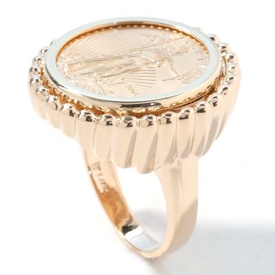 14K Gold 2008 Gold American Eagle Coin Ribbed Ring