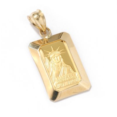 14K Gold 1 Gram Statue of Liberty Ingot Pendant