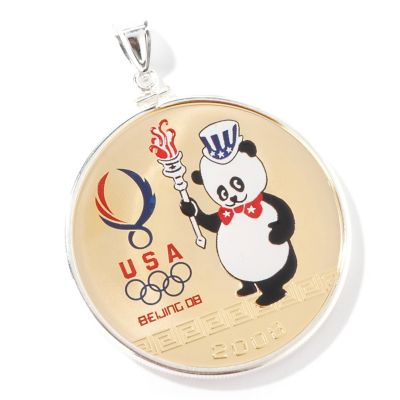 Sterling Silver 2008 US Olympic Committee Medallion Coin Pendant