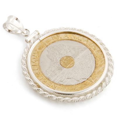 Sterling Silver 20 Franc Tri-metal Mont St. Michel Coin Pendant