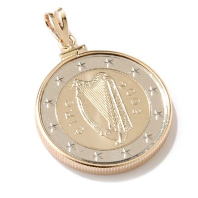 2 Euro Bi-Metal Irish Harp Coin Pendant