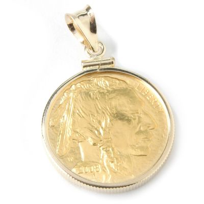 14K Gold 2008 1/4oz $10 Uncirculated First Year Issue Buffalo Coin Pendant