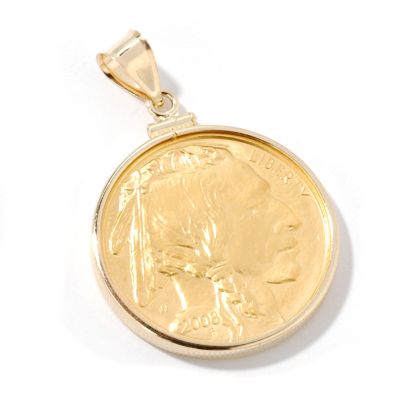 14K Gold 2008 1/2 Oz $25 First Year Issue Buffalo Coin Pendant