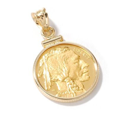 14K Gold 2008 1/10 Oz $5 Buffalo First Year Issue Coin Pendant