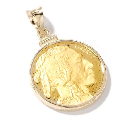 14K Gold 2008 1/4 Oz $10 Proof First Year Issue Buffalo Coin Pendant