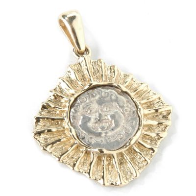 C10505 - 14K Gold Ancient Greek Medusa Coin Pendant
