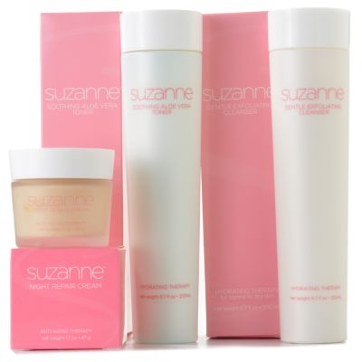 C36205 - Suzanne Somers Exfoliaitng Cleanser, Aloe Vera Toner & Night Repair Cream