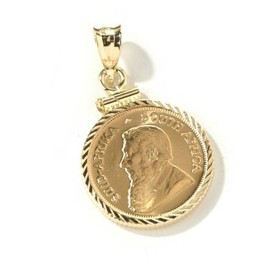 14K Gold 1980 First Year Issue 22K 1/10 Oz Krugerrand Coin Pendant