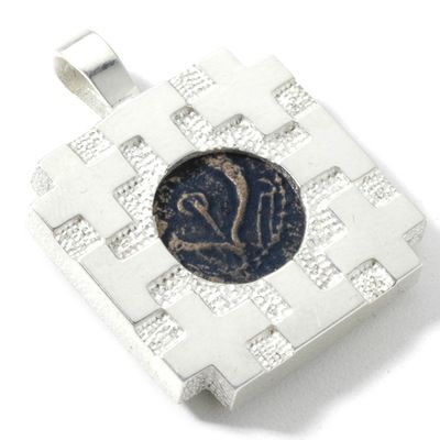 Sterling Silver Widow's Mite Jerusalem Cross Pendant