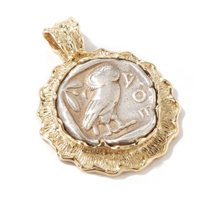 14K Gold Athena Owl Pendant