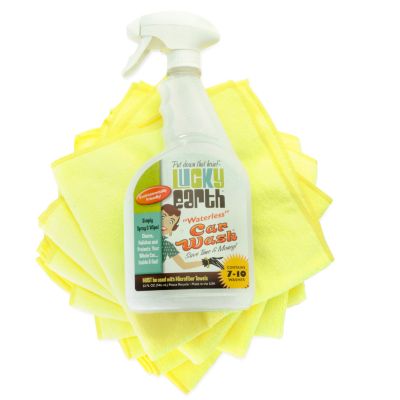 Lucky Earth 32oz Waterless Car Wash & 8 Microfiber Cloths Kit