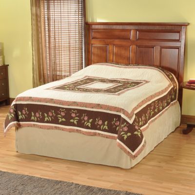 "Chocolate Rose" Embroidered Quilt