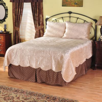 Grand Suites Satin & Velvet 3-Piece Coverlet & Pillow Sham Set