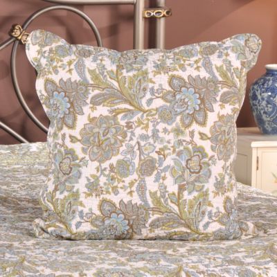 "Madison" Quilted & Embroidered Feather-Filled Throw Pillow