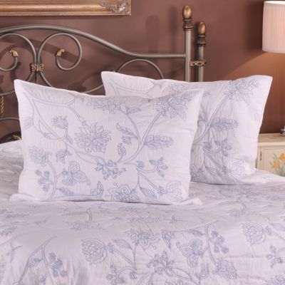 "Briar Grove" Floral Embroidered Pillow Sham Pair