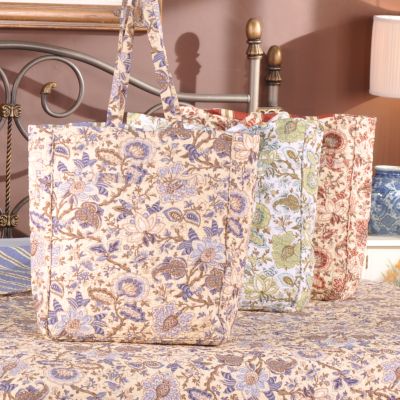 "Isabella" Quilted Fabric Reversible Tote Bag