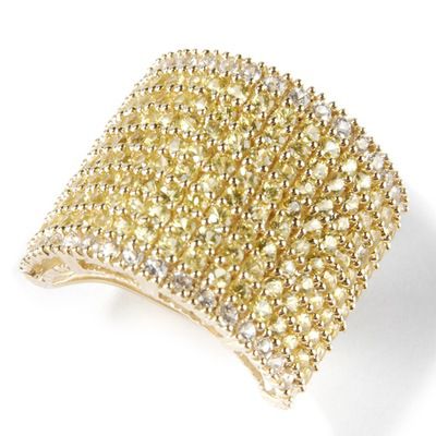 14K Yellow & White Sapphire Wide Ring