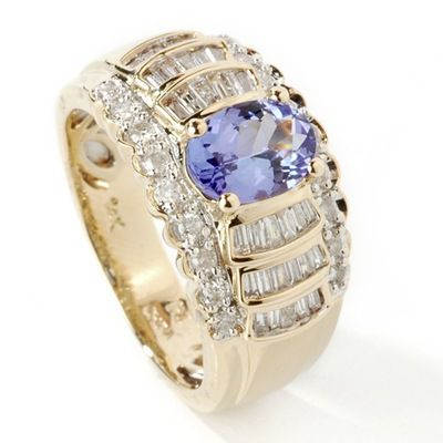 14K Tanzanite & Round/Baguette Diamond Ring