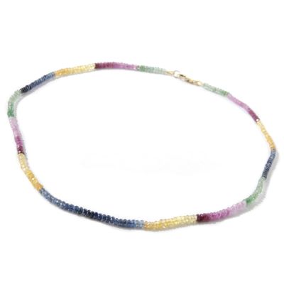 14K Gold 18" Multi-Color Sapphire Necklace