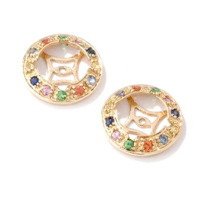 14K Gold Sapphire, Ruby & Emerald Earring Jackets