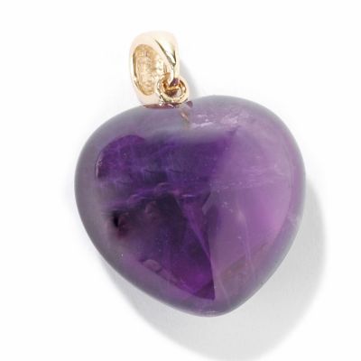 14K Gold Gemstone Choice Puffed Heart Pendant