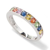 14K White Gold Multi-Sapphire Band Ring