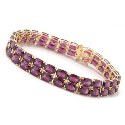 14K Gold 7.5" Rhodolite Double-Row Bracelet