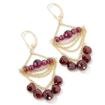 14K Gold Garnet Dangle Earrings