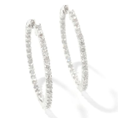 14K White Gold 2.00ct Diamond Inside-Out Hoop Earrings