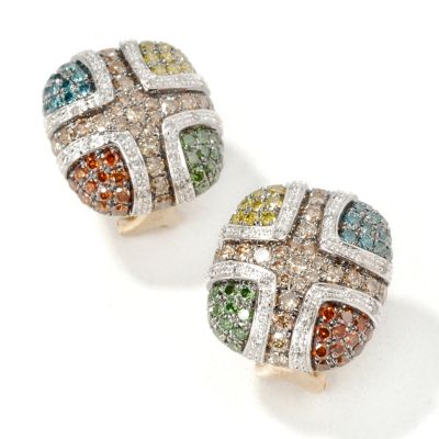 14K Gold 2.08ct Multi-Color Diamond Earrings