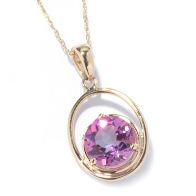 14K Gold Gemstone Choice "Twist on the Kellie Anne" Pendant w/ Chain