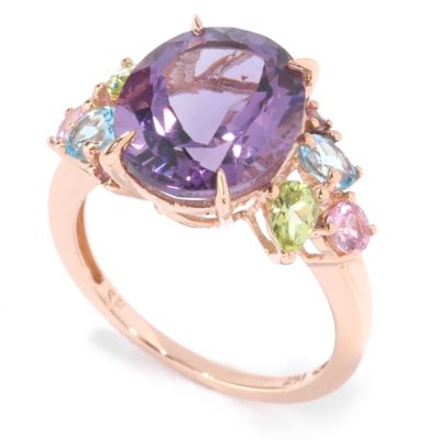14K Rose Gold Amethyst & Multi-Gemstone Ring
