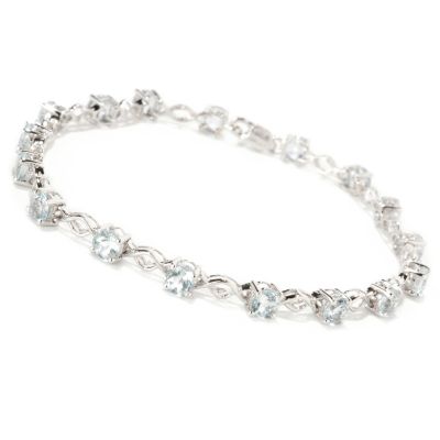 14K Gold 7" White Gold/Aquamarine or Yellow Gold/Chrome Diopside Bracelet