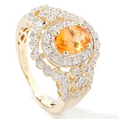 14K Gold Spessartite & Diamond Ring