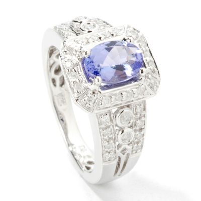 14K White Gold Tanzanite & Diamond Ring