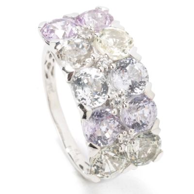14K White Gold Pastel Sapphire & Diamond Ring