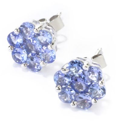 14K White Gold Tanzanite Seven-Stone Stud Earrings