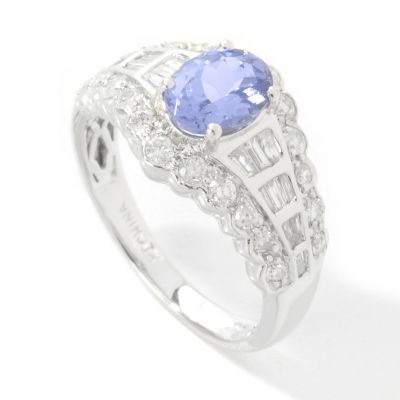 14K White Gold Tanzanite & Diamond Ring