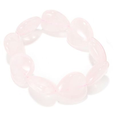 8" Rose Quartz Stretch Bead Heart Bracelet