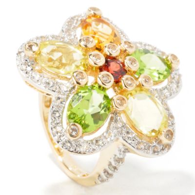 14K Multi-Gemstone Flower Ring