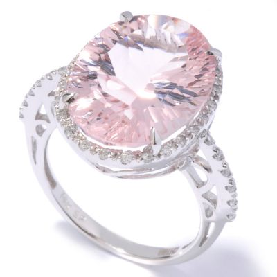 14K White Gold Pink Morganite & Diamond Ring